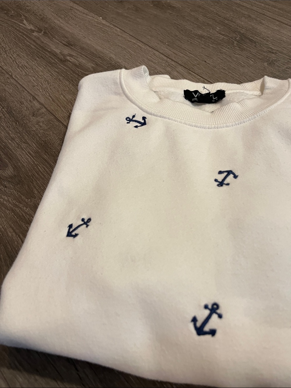 White Anchor Embroidered Crewneck Sweater - Picture 6 of 6